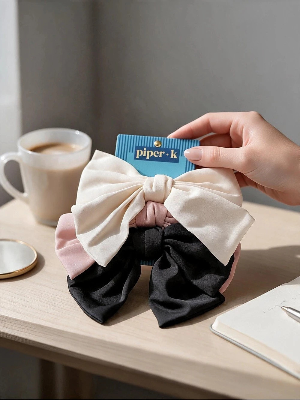 Piper K. Oversized Triple Bow Scrunchie Hair Tie